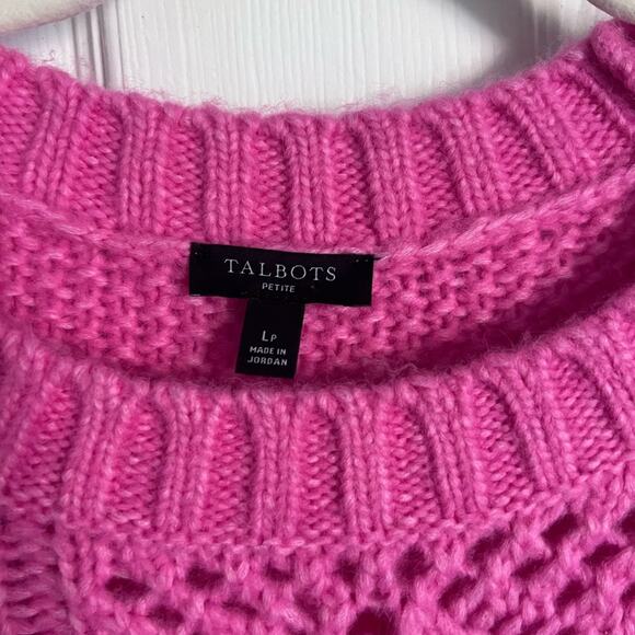 Talbots Women's pink knit sweater large petite LP soft wool blend - Picture 3 of 5